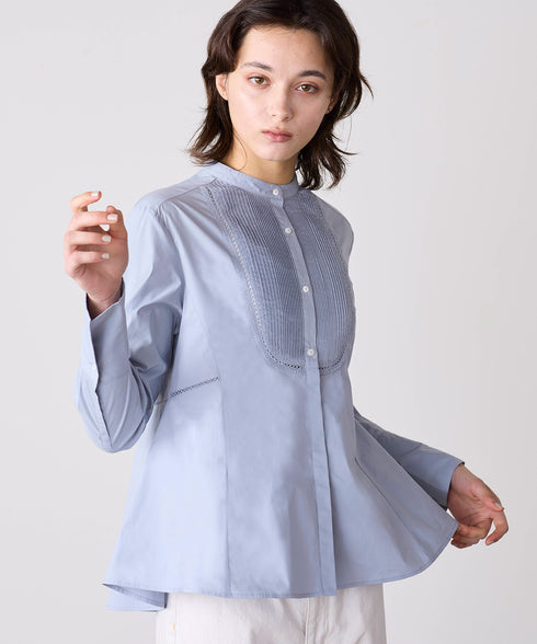 pin tuck bosom embroidery blouse