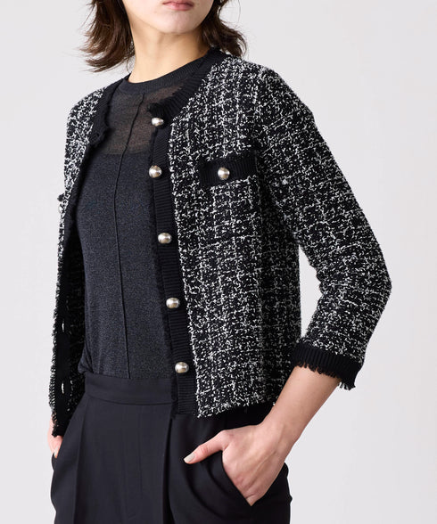 【予約】tweed knit fringe jacket