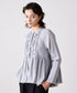 【SOI-MeME】code embroidery diamond tuck blouse