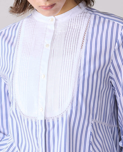 pin tuck bosom embroidery blouse