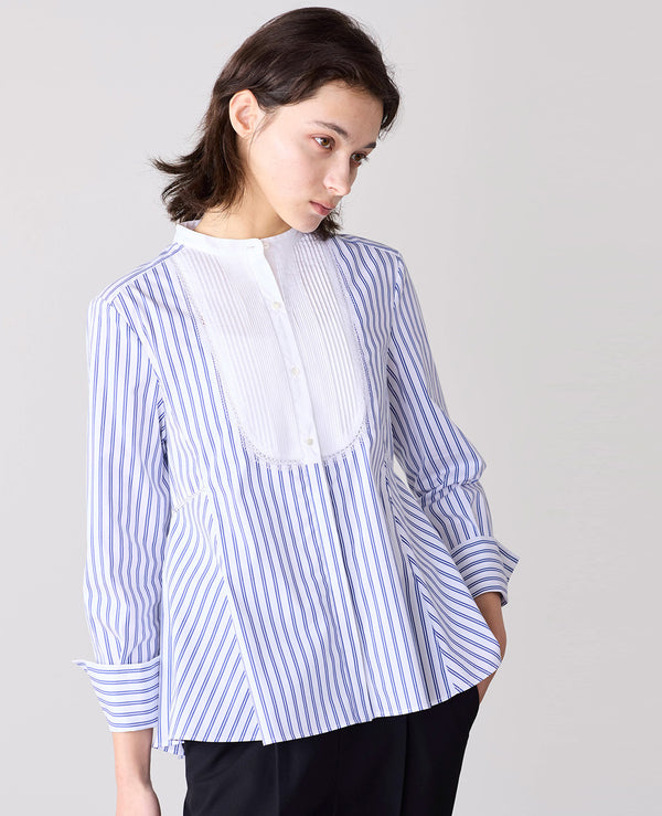 【SOI-MeME】pin tuck bosom embroidery blouse