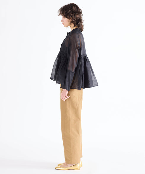 sheer starched cotton lace flare blouse