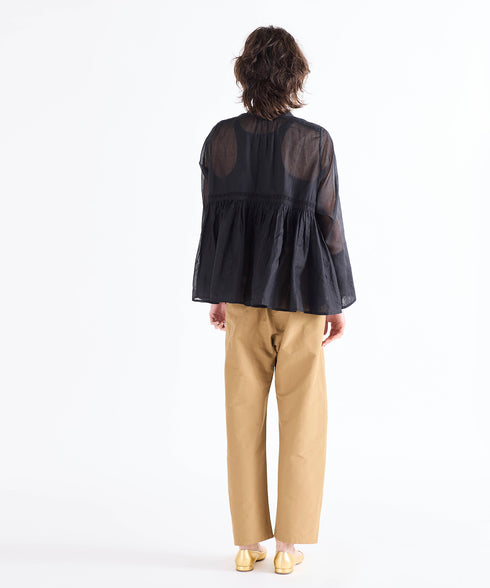 sheer starched cotton lace flare blouse
