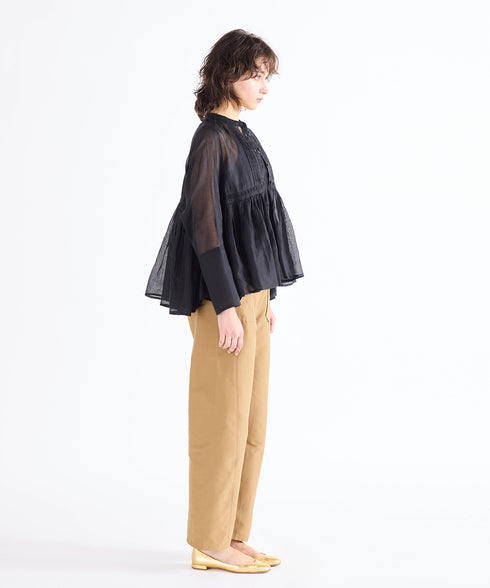 sheer starched cotton lace flare blouse