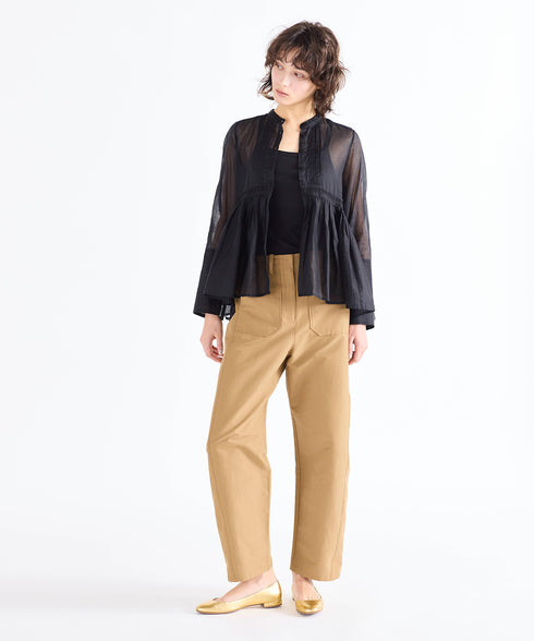 sheer starched cotton lace flare blouse