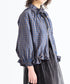 gingham check pleats frill blouson