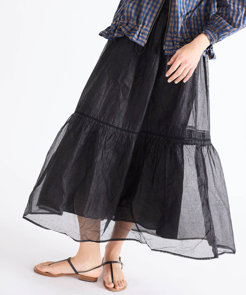 sheer starched cotton lace tiered skirt