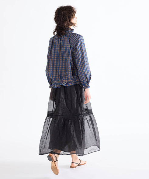 sheer starched cotton lace tiered skirt