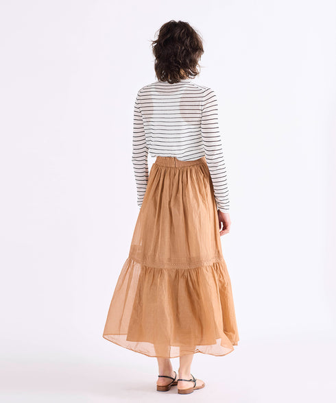 sheer starched cotton lace tiered skirt