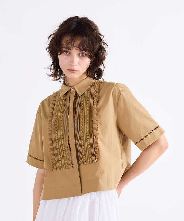 ladder lace tuck frill shirt