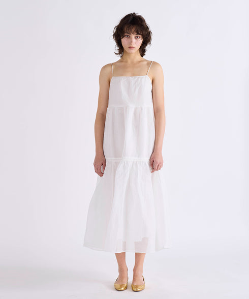 sheer starched cotton lace tiered dress