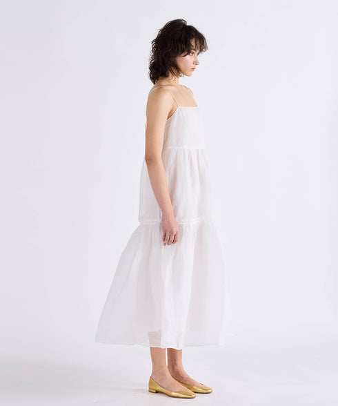 sheer starched cotton lace tiered dress