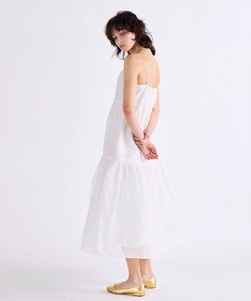 sheer starched cotton lace tiered dress