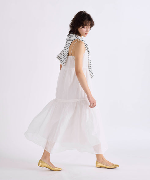 sheer starched cotton lace tiered dress