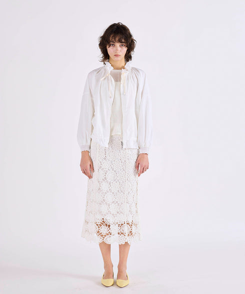 pleats sheer dolman blouson