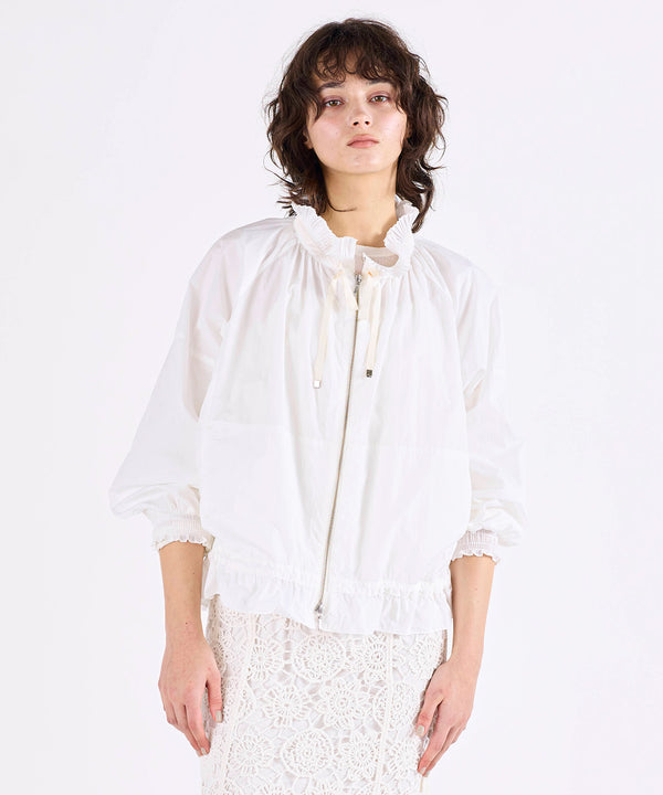 pleats sheer dolman blouson