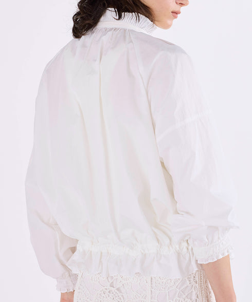 pleats sheer dolman blouson