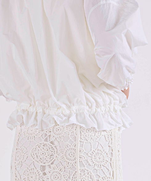 pleats sheer dolman blouson