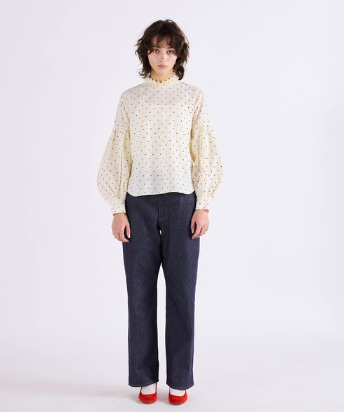 tuck frill volume sleeve blouse