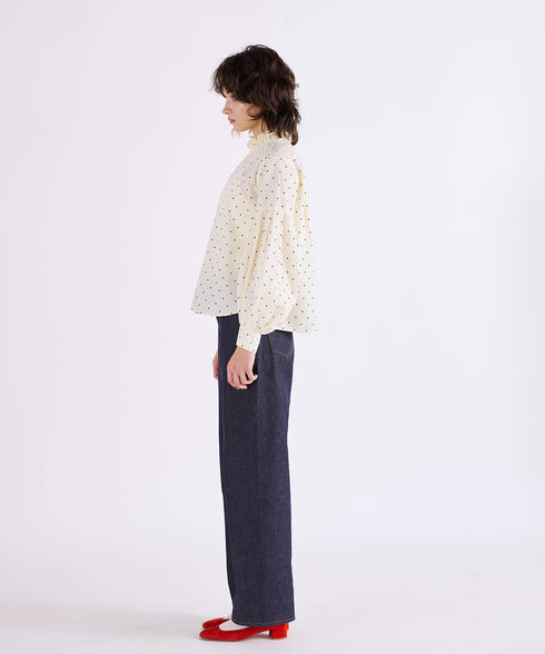 tuck frill volume sleeve blouse