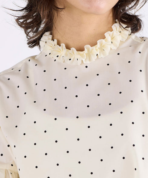 tuck frill volume sleeve blouse