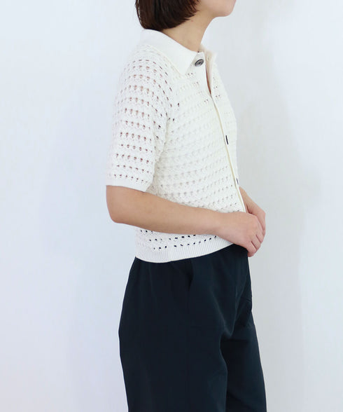 crochet polo knit cardigan