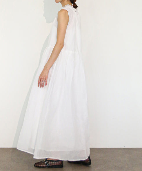 sheer starched cotton 2way gather dress