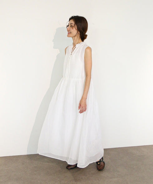 sheer starched cotton 2way gather dress