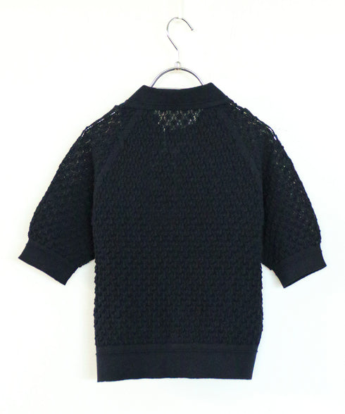 diamond openwork polo knit