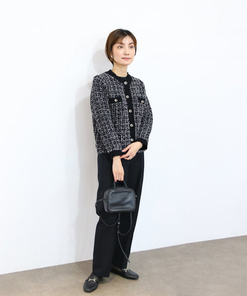 【SOI-MeME】tweed knit fringe jacket