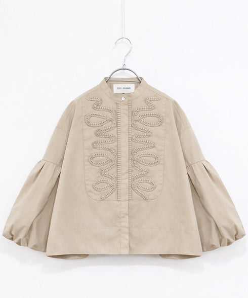 【SOI-MeME】diamond tuck embroidery blouse