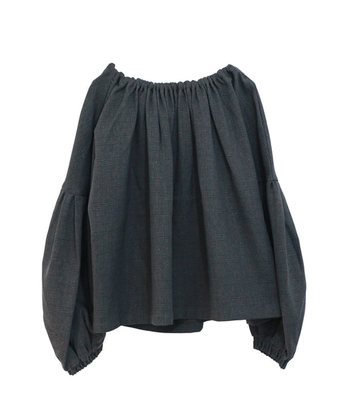 glen check 2way blouse