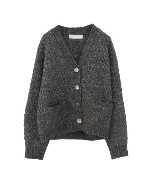 wool cotton aran knit cardigan