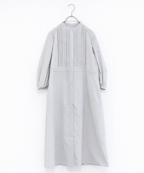 pin tuck lace flare one-piece