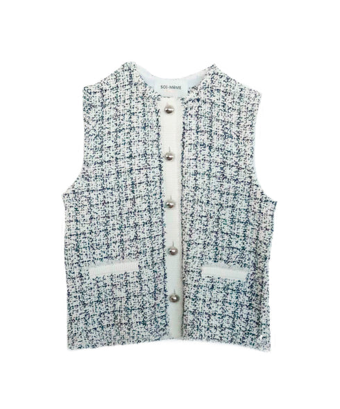 【予約】tweed knit fringe vest