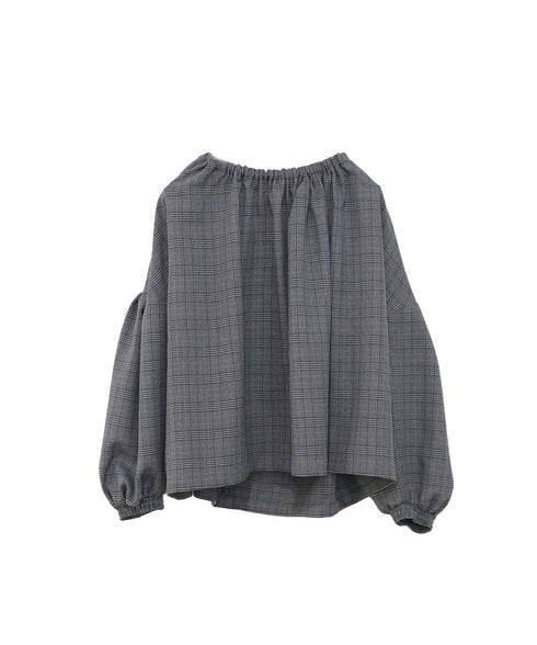 glen check 2way blouse