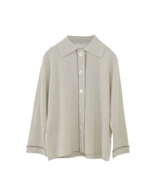 lame wool polo cardigan