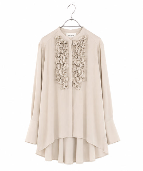 <8/28発売>【SOI-MeME】crystal pleats satin shirt