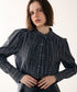 tuck frill strip blouse