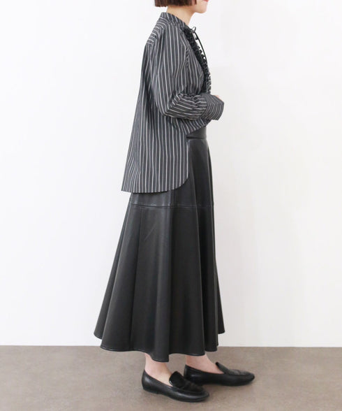 tuck frill strip blouse