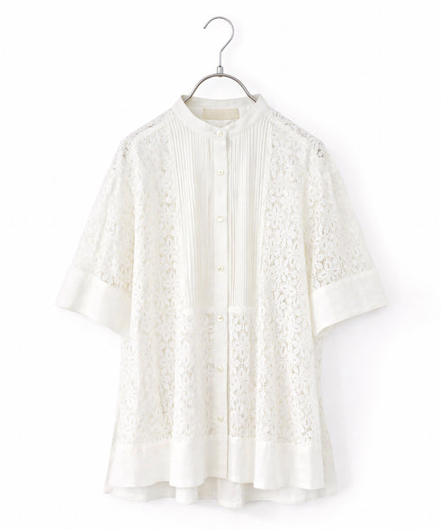 code leaver lace pintuck blouse