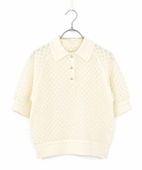 diamond openwork polo knit