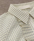 seersucker check pleats half sleeve blouson