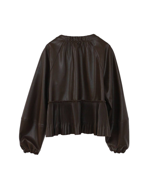 eco leather pleats jacket