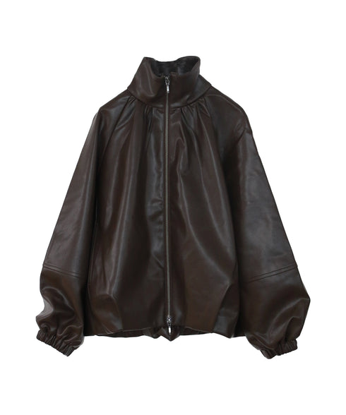 eco leather tuck blouson