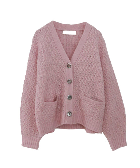 wool cotton aran knit cardigan