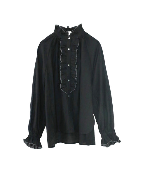 Sheer jabot lace blouse