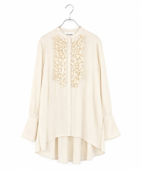 <8/28発売>【SOI-MeME】crystal pleats satin shirt