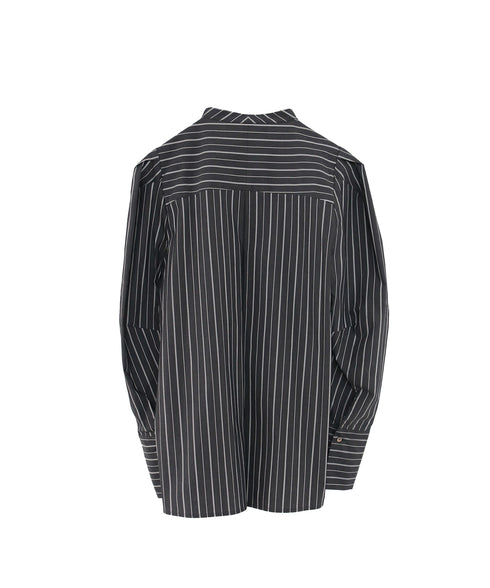 tuck frill strip blouse