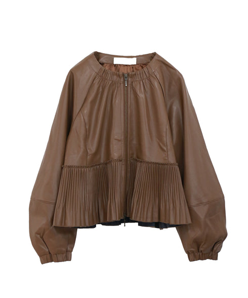 eco leather pleats jacket
